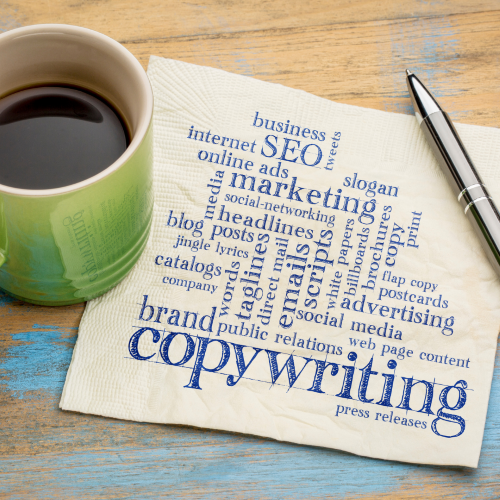 Napkin with Copywriting written on it